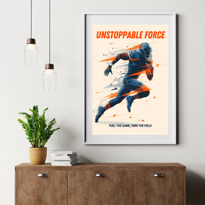Unstoppable Force Football Wall Art Poster | Motivational Matte Sports Print