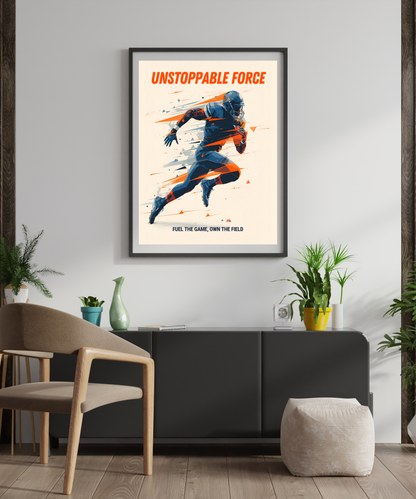 Unstoppable Force Football Wall Art Poster | Motivational Matte Sports Print