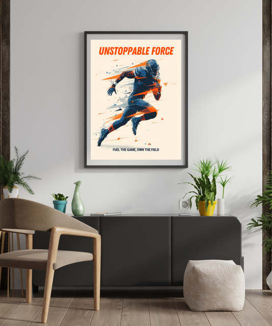 Unstoppable Force Football Wall Art Poster | Motivational Matte Sports Print