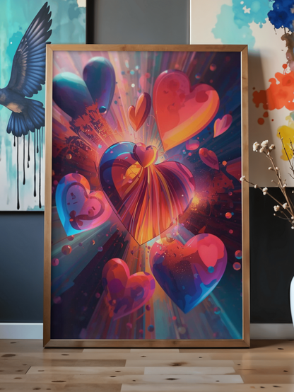 Heart Burst Matte Poster — Vibrant Abstract Valentine Wall Art