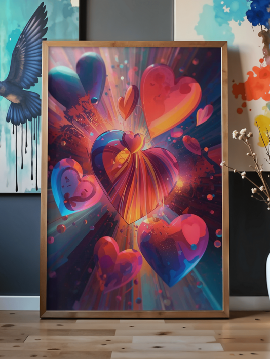Heart Burst Matte Poster — Vibrant Abstract Valentine Wall Art
