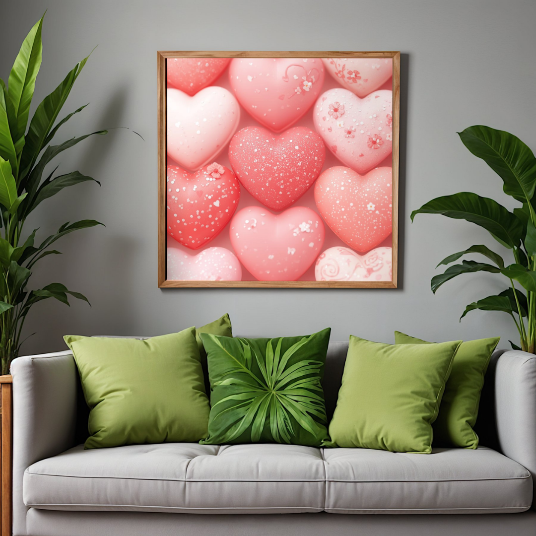 Valentine Pink Heart Pattern Matte Poster — Romantic Wall Art