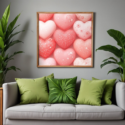Valentine Pink Heart Pattern Matte Poster — Romantic Wall Art