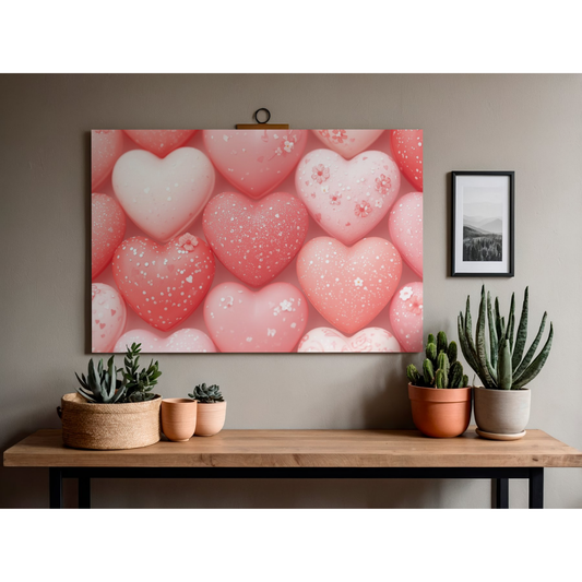 Valentine Pink Heart Pattern Matte Poster — Romantic Wall Art