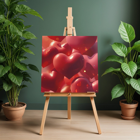 Valentine Hearts Matte Poster — Red 3D Heart Wall Art (Vertical)