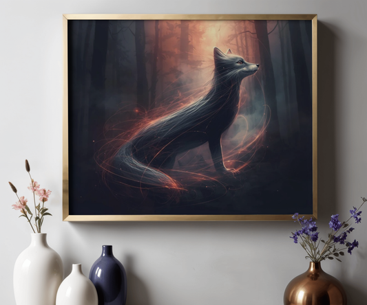 Mystic Fox Wall Art Poster | Matte Vertical Forest Fantasy Print