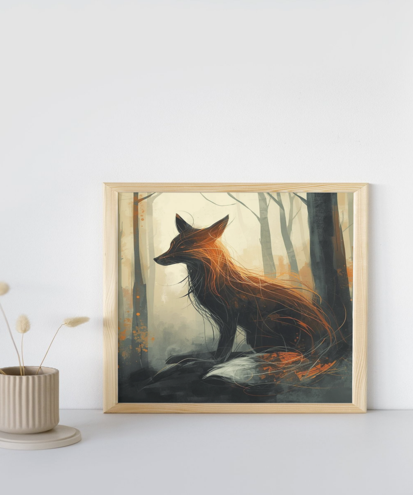 Mystical Fox Forest Poster | Matte Woodland Wall Art Print
