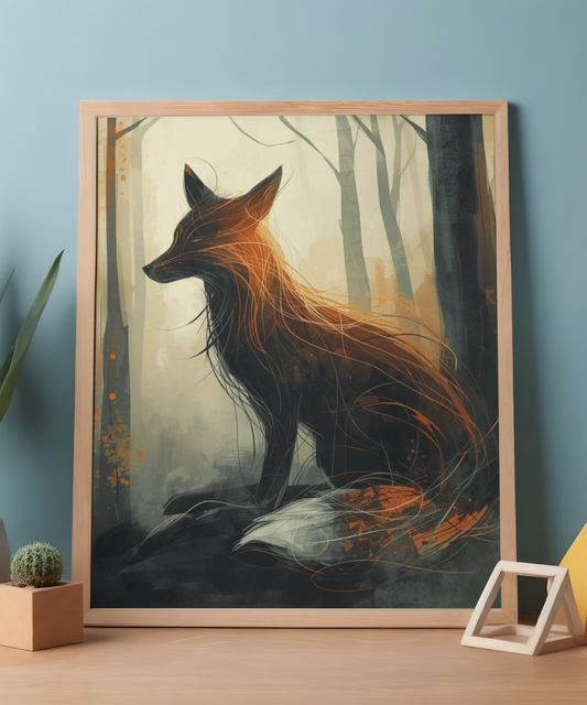 Mystical Fox Forest Poster | Matte Woodland Wall Art Print
