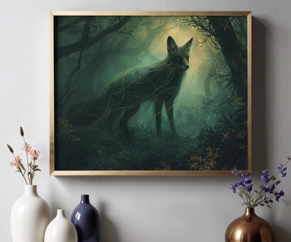 Enchanted Forest Fox Wall Art | Matte Mystical Woodland Poster