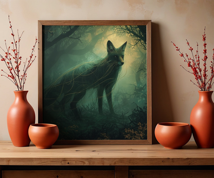 Enchanted Forest Fox Wall Art | Matte Mystical Woodland Poster