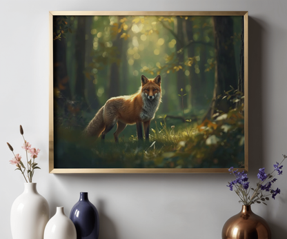 Enchanting Forest Fox Poster | Matte Woodland Animal Wall Decor
