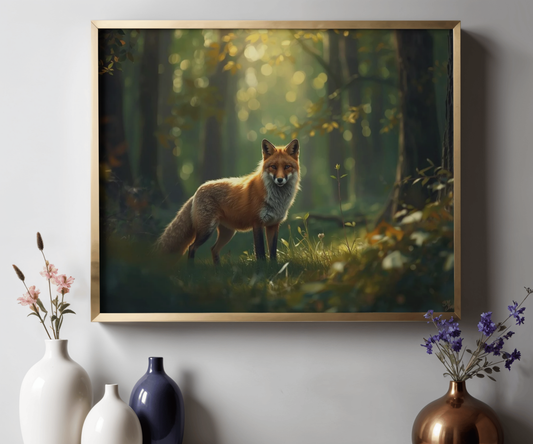 Enchanting Forest Fox Poster | Matte Woodland Animal Wall Decor