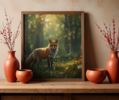 Enchanting Forest Fox Poster | Matte Woodland Animal Wall Decor