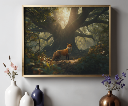 Woodland Fox Poster – Matte Horizontal Nature Wall Decor