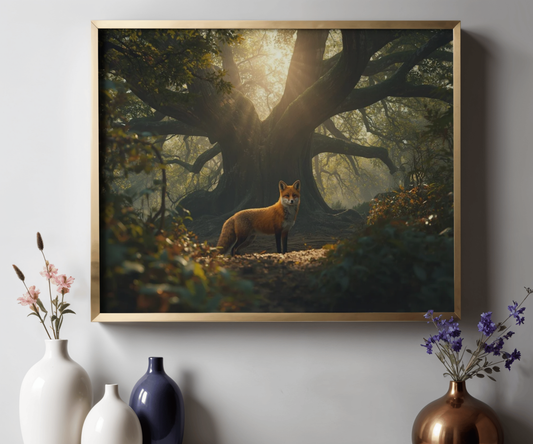 Woodland Fox Poster – Matte Horizontal Nature Wall Decor