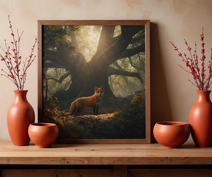 Woodland Fox Poster – Matte Horizontal Nature Wall Decor