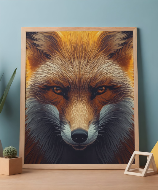 Fox Portrait Matte Poster — Bold Red Fox Wall Art