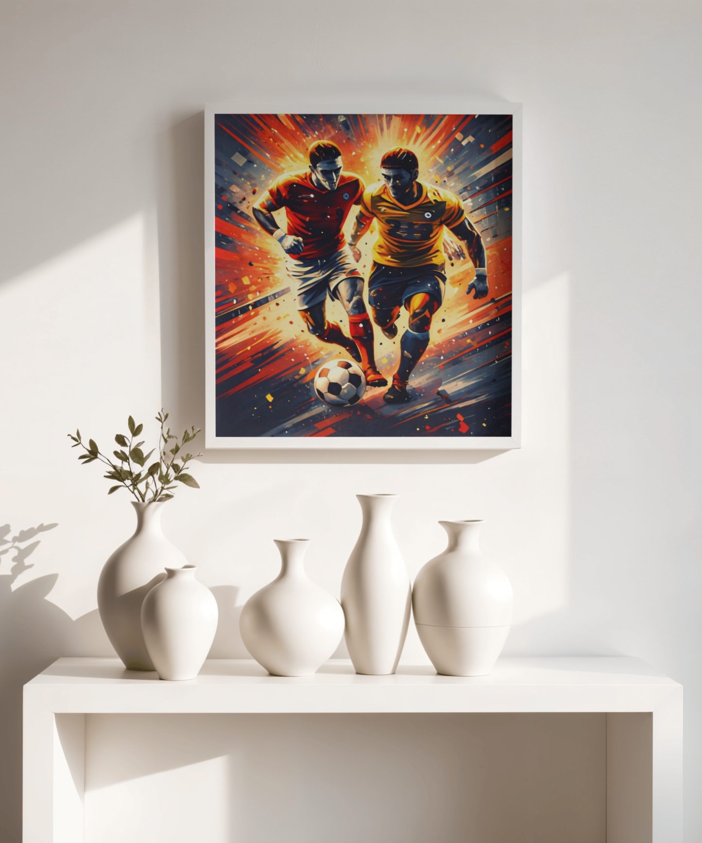 Soccer Action Matte Vertical Poster — Dynamic Two Players Dribbling Design