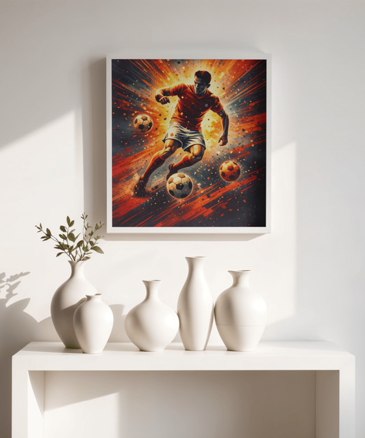 Soccer Action Matte Poster — Dynamic Football Player Wall Art