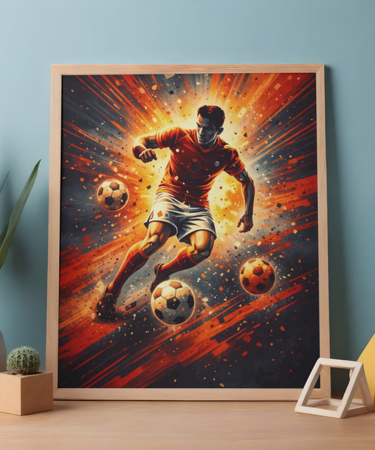 Soccer Action Matte Poster — Dynamic Football Player Wall Art