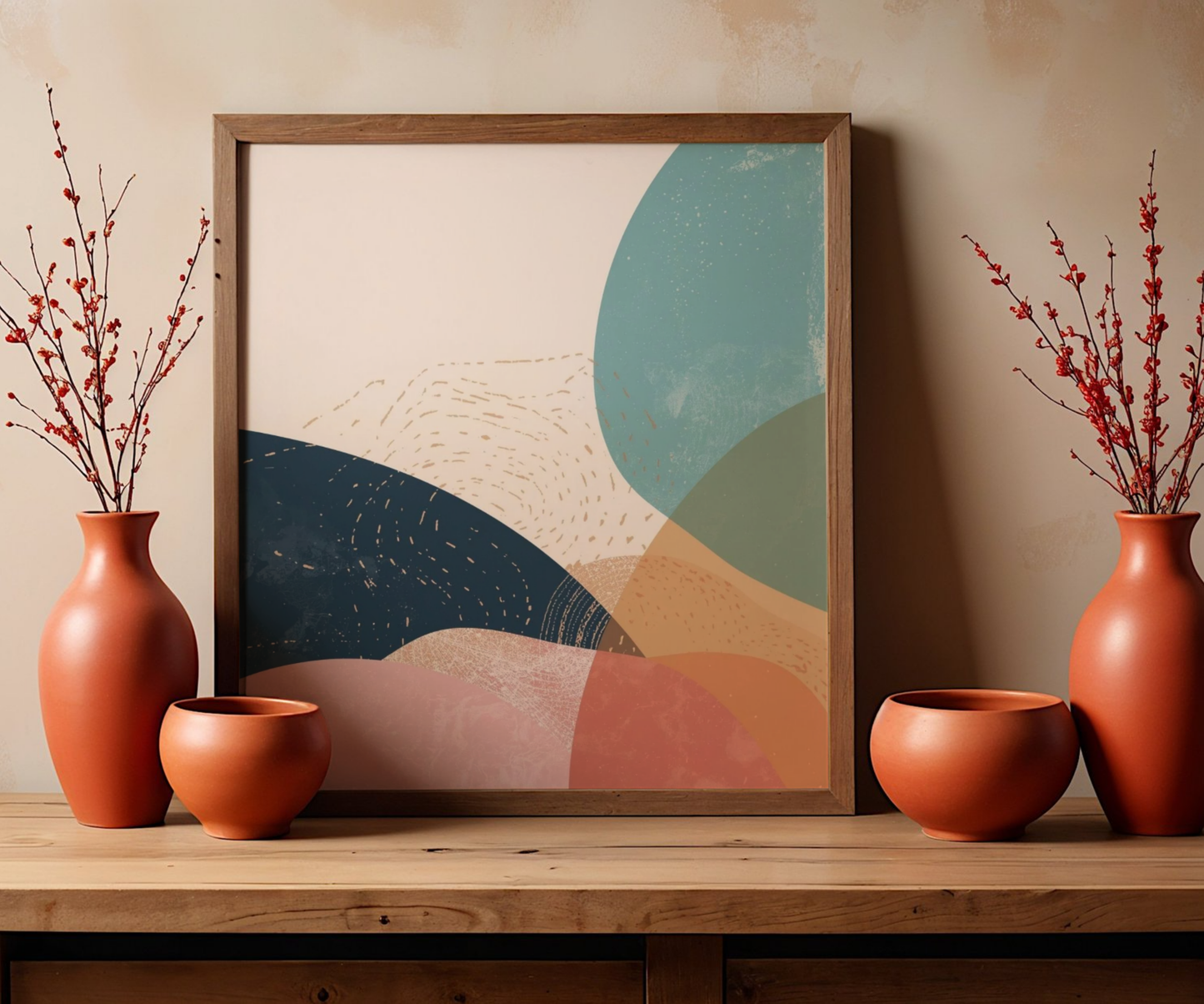 Mid-Century Modern Abstract Poster | Matte Pastel Landscape Print
