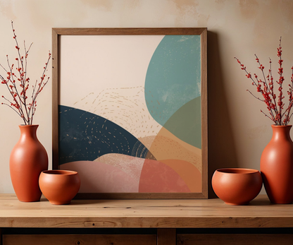 Mid-Century Modern Abstract Poster | Matte Pastel Landscape Print