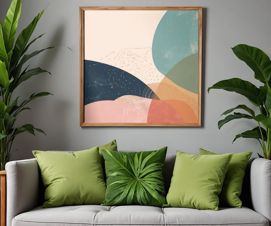 Mid-Century Modern Abstract Poster | Matte Pastel Landscape Print
