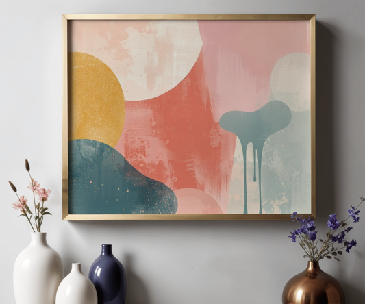 Pastel Abstract Wall Art Poster | Matte Horizontal Vintage Modern Print