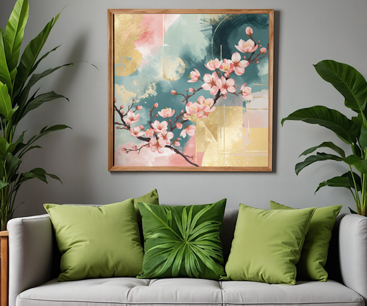 Pink Cherry Blossom Poster – Matte Horizontal Floral Wall Print