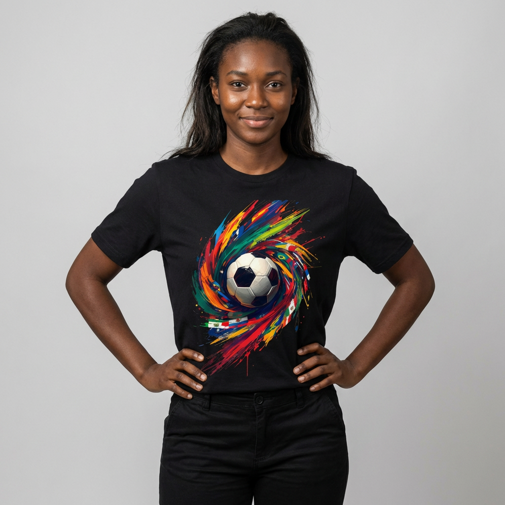 Color Splash Soccer Match Day T-Shirt — Vibrant Swirl Tee