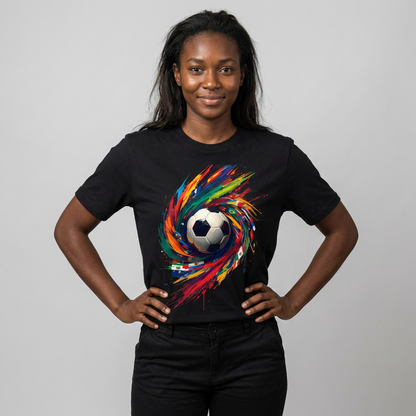 Color Splash Soccer Match Day T-Shirt — Vibrant Swirl Tee