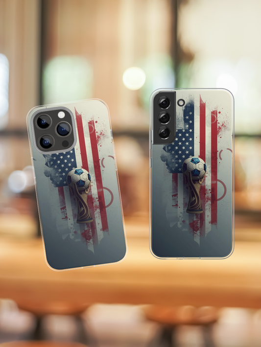 American Flag Soccer Ball Phone Protective Case Cover