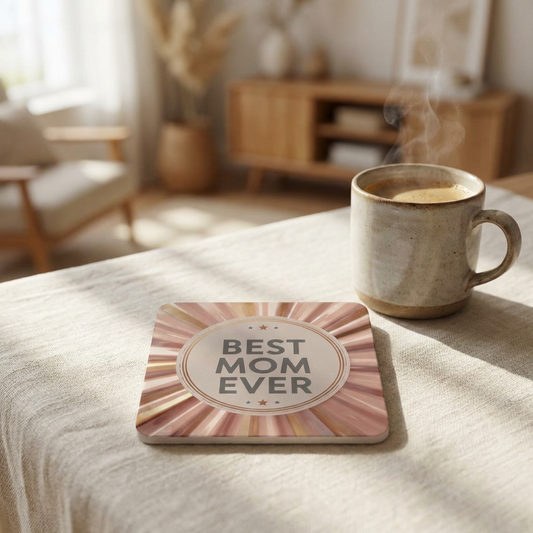 Best Mom Ever Rose Gold Coaster Set Mothers Day (Set of 4)