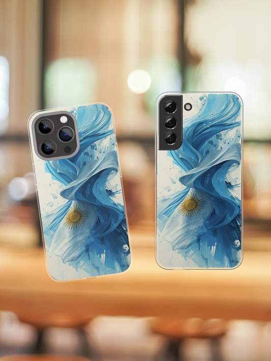 Argentinian Flag Watercolor Tough Phone Case - Blue Ribbon & Sun Protective Cover