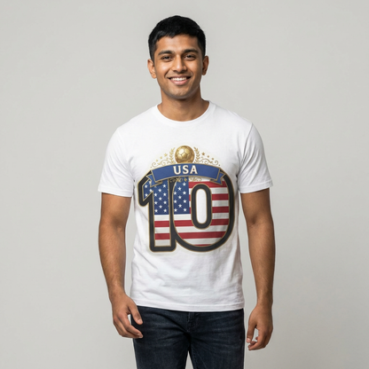 USA Number 10 Patriotic T-Shirt — American Flag Soccer Tee Style
