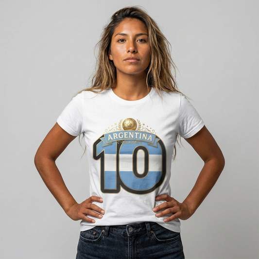 Argentina Number 10 Soccer T-Shirt — Messi Tribute Football Fan Tee