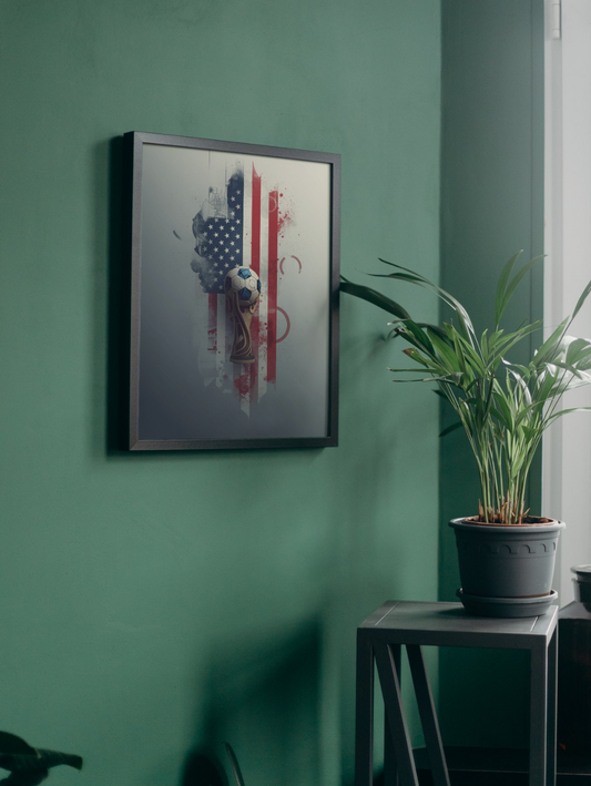 American Soccer 2026 Poster — USA Flag Matte Vertical Art Print