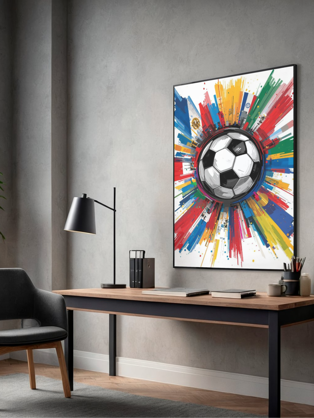Soccer Burst Poster — World Flags Football Art Matte Vertical Print