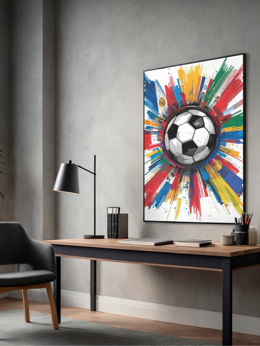 Soccer Burst Poster — World Flags Football Art Matte Vertical Print