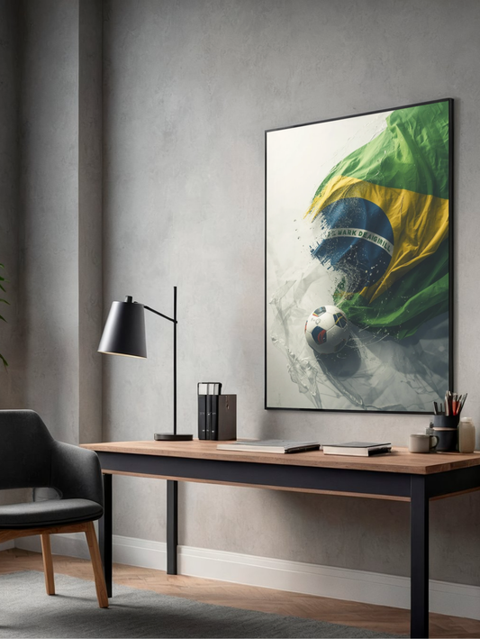 Brazil Flag Soccer Poster — Matte Vertical Football Wall Art Print