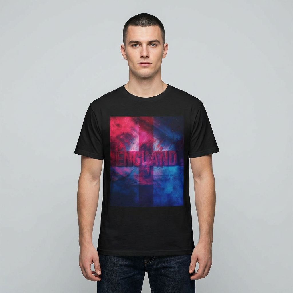 England Flag Soccer Match Day T-Shirt Smoke Graphic Tess