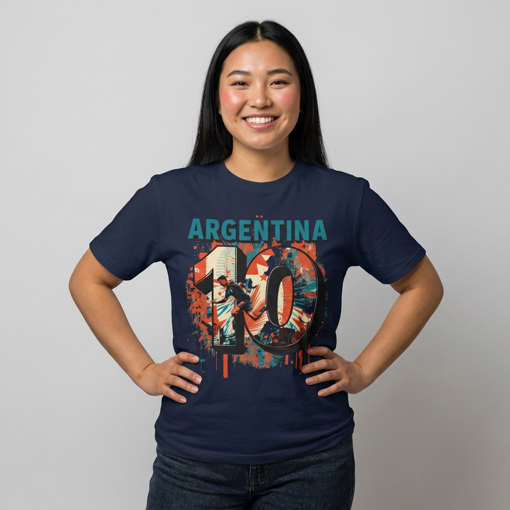 Argentina 10 Soccer T‑Shirt – Retro Grunge Football Fan Tee