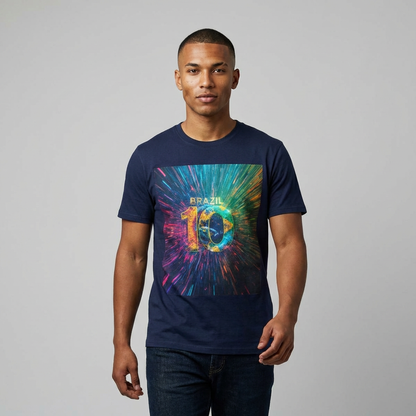 Brazil 10 Soccer Match Day T‑Shirt — Colorful Galaxy Design Tee