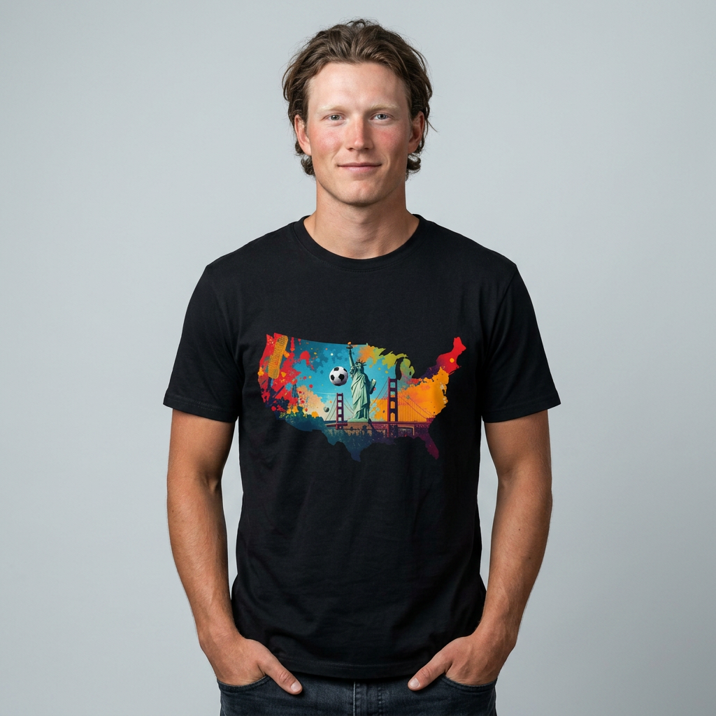 USA Soccer Match Day T-shirt — Colorful Map Graphic Tee
