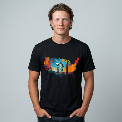 USA Soccer Match Day T-shirt — Colorful Map Graphic Tee