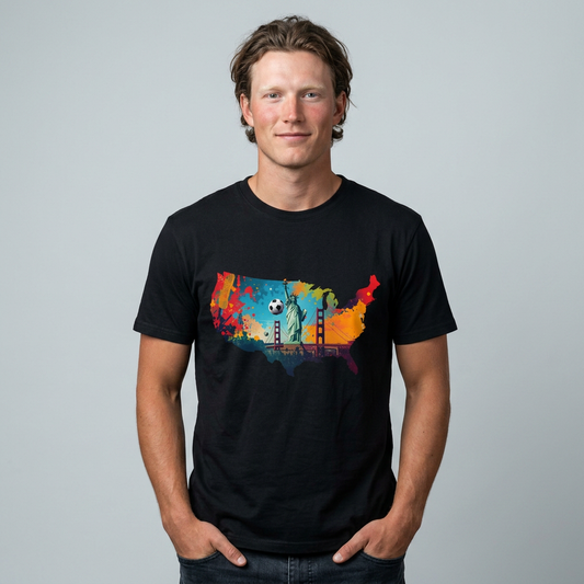 USA Soccer Match Day T-shirt — Colorful Map Graphic Tee