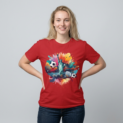 Statue of Liberty Soccer Splash Match Day T-Shirt — NYC Football Fan Tee