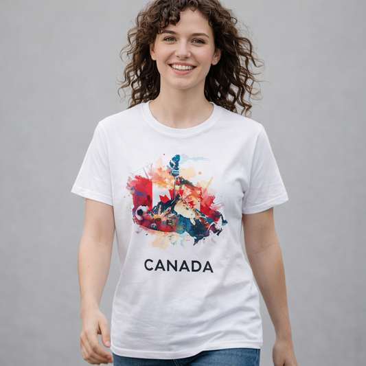 Canada Soccer Match Day T-Shirt - Artistic Canadian Flag Skyline Tee