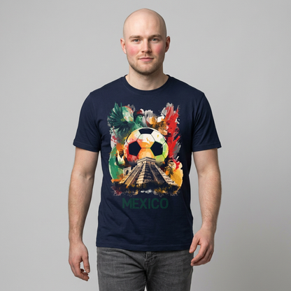 Mexico Soccer Match Day T-Shirt — Colorful Football & Pyramid Tee