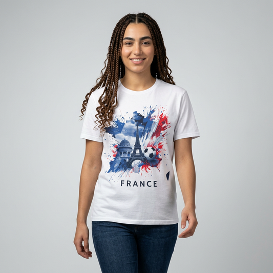 France Soccer Match Day T-Shirt — Eiffel Tower Football Graphic Tee